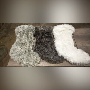Set of Three Furry Christmas Stockings